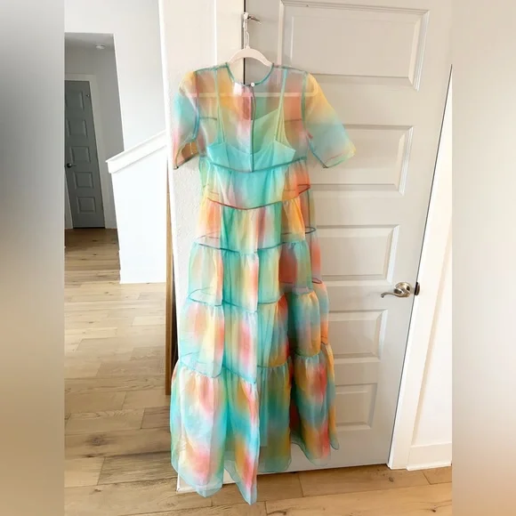 New Staud Hyacinth Rainbow Dress Multi Aura - Picture 5 of 8